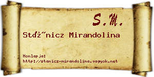 Stánicz Mirandolina névjegykártya